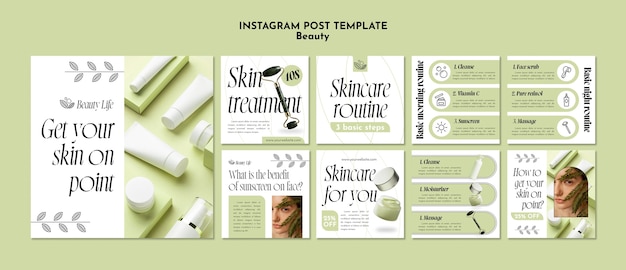 Free PSD beauty concept instagram posts template