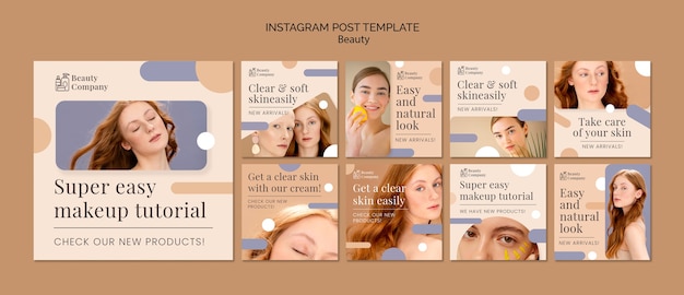 Free PSD beauty concept instagram posts template