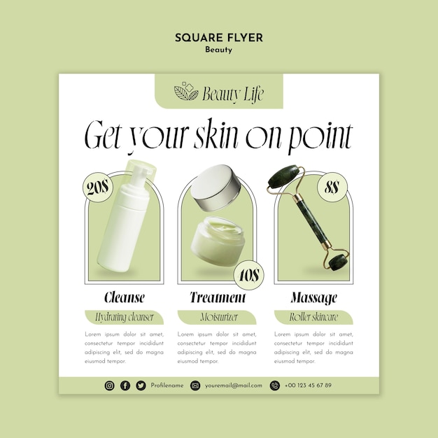 Free PSD beauty concept square flyer template