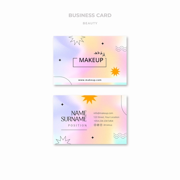 Free PSD beauty horizontal business card template with gradient pastel colors