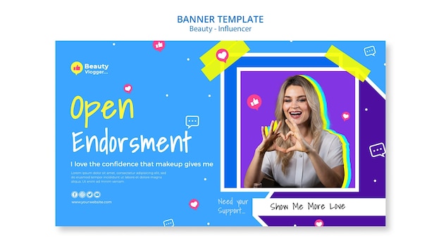 Free PSD beauty influencer horizontal banner template