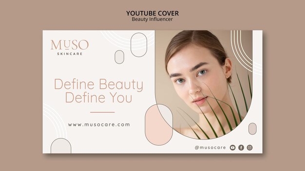 Beauty influencer youtube cover design template