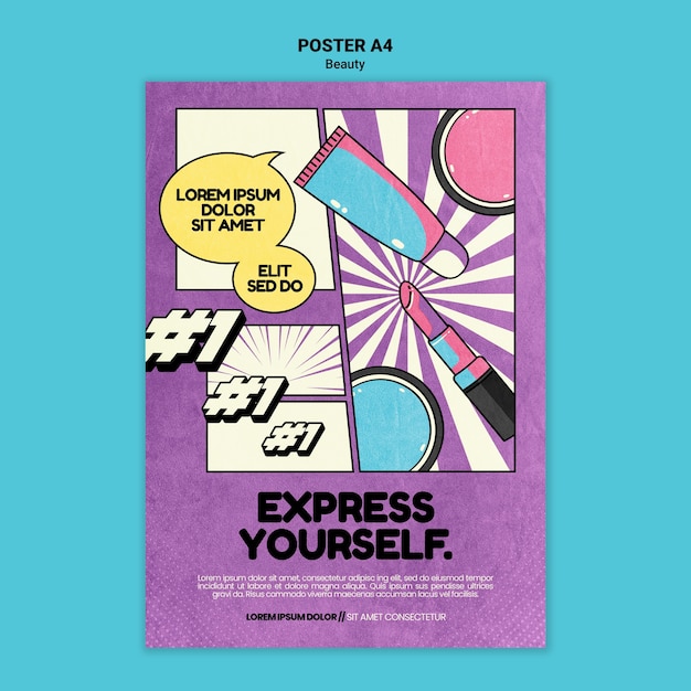 Beauty pop art print template