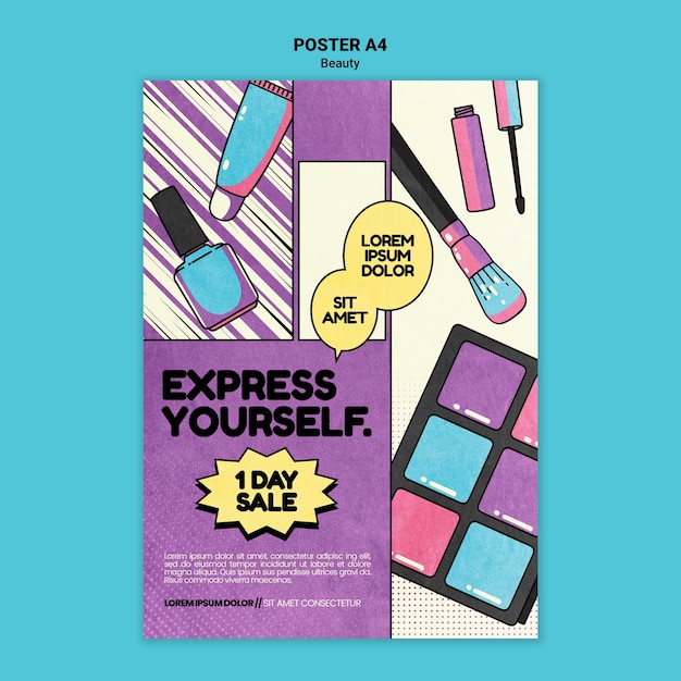 Free PSD beauty pop art print template