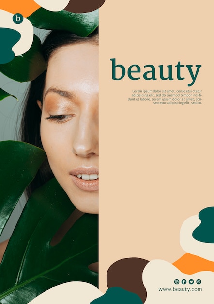 Free PSD beauty poster template with a woman