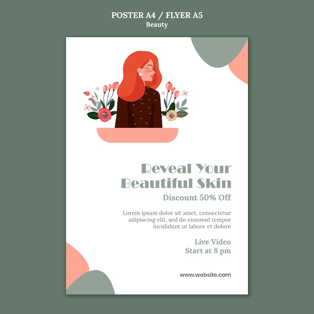 Beauty sale poster template