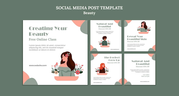 Beauty sale social media post template