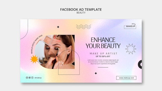 Beauty social media promo template with gradient pastel colors