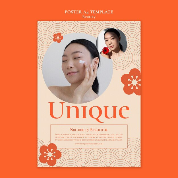 Beauty vertical poster template with flowers