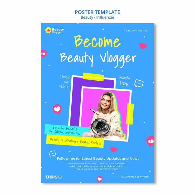 Beauty vlogger poster template