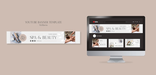 Beauty and wellness youtube channel art template design