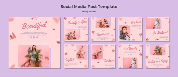 Beauty woman concept social media post template