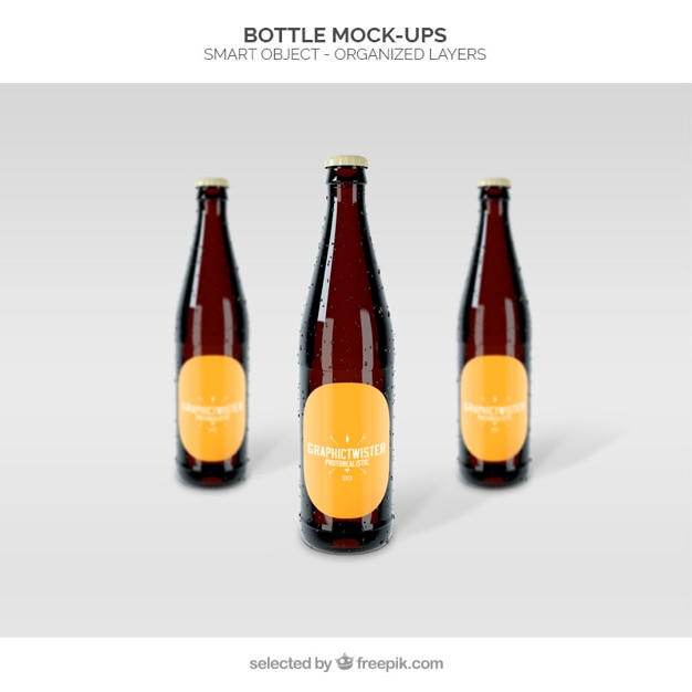 Free PSD beer bottle mockup