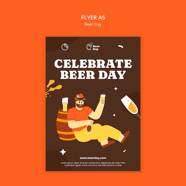 Free PSD beer day celebration flyer template