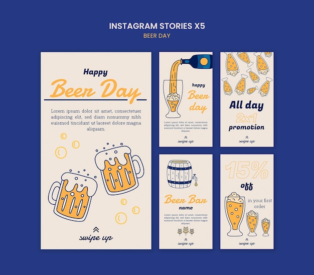 Free PSD beer day celebration instagram stories