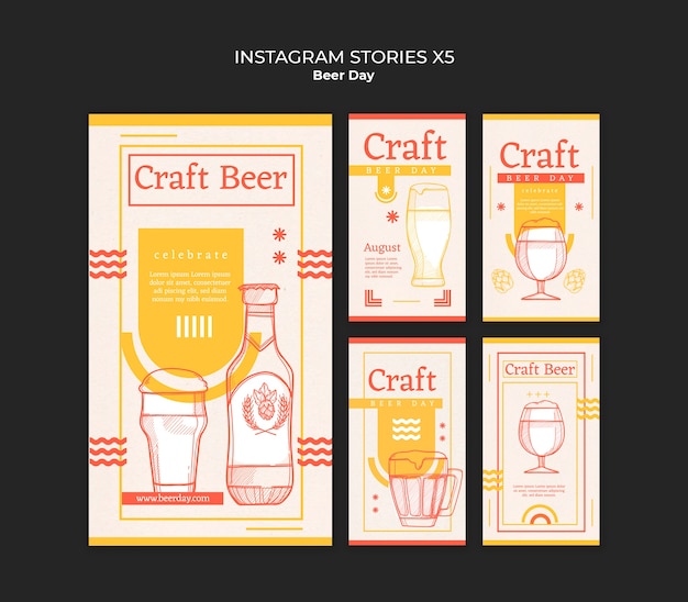 Free PSD beer day celebration instagram stories