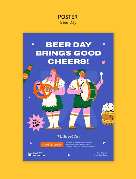 Beer day celebration poster template