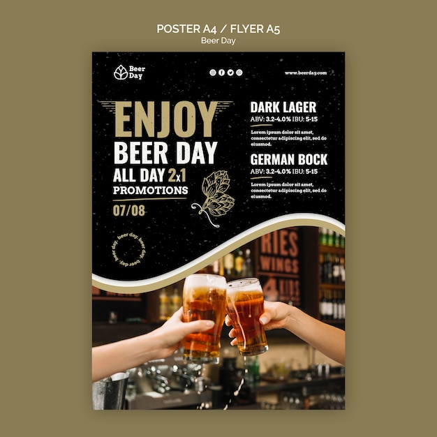 Free PSD beer day poster template