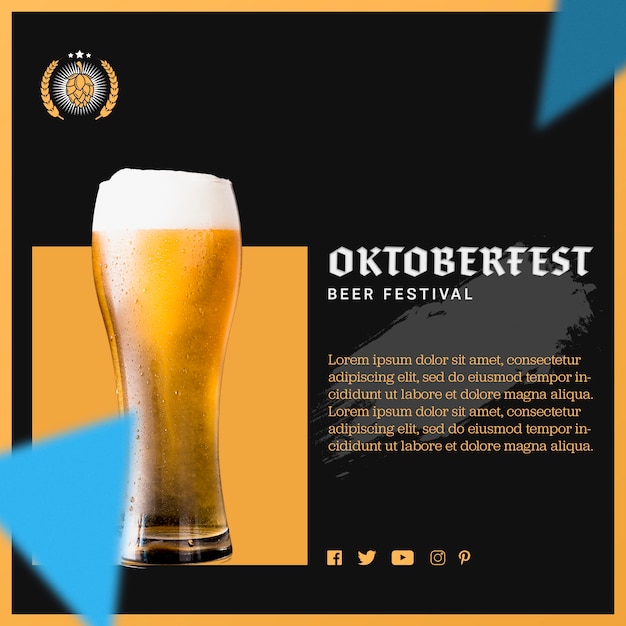 Free PSD beer glass with foam for oktoberfest 