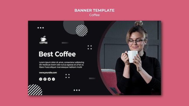 Free PSD best coffee concept banner template