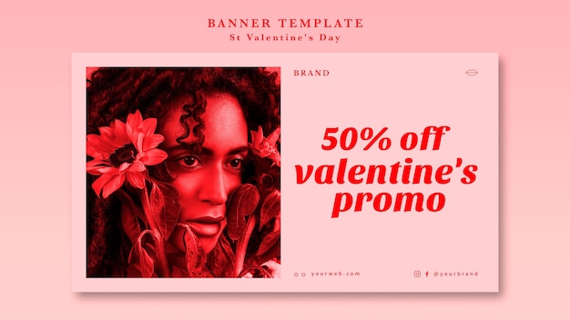 Free PSD best deal valentine's day offer with woman banner template