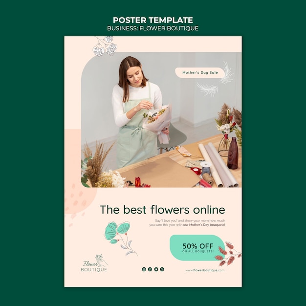 Free PSD best flowers online poster template