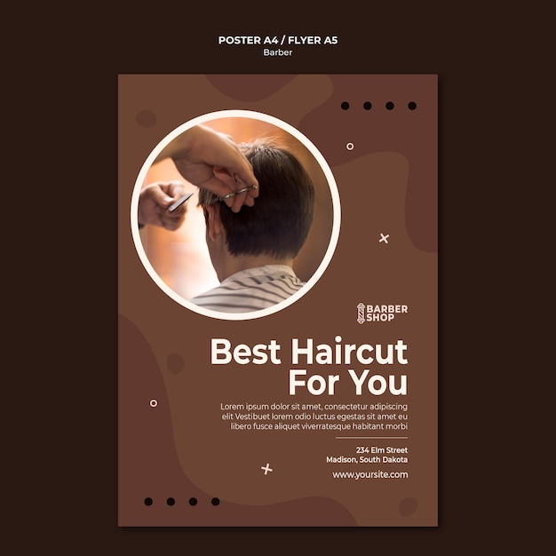 Free PSD best haircut for you man at barber shop poster template