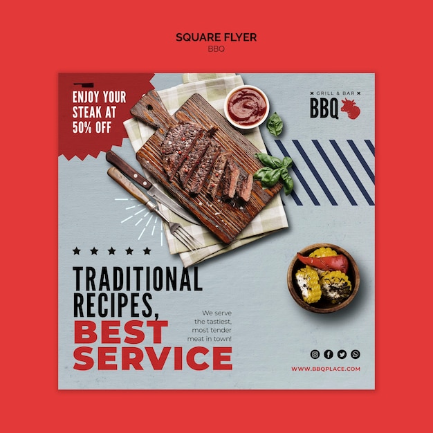 Free PSD best service bbq square flyer template