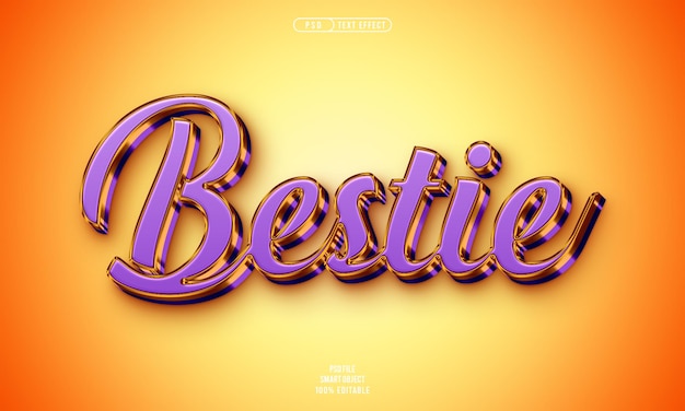 Free PSD bestie 3d editable text effect