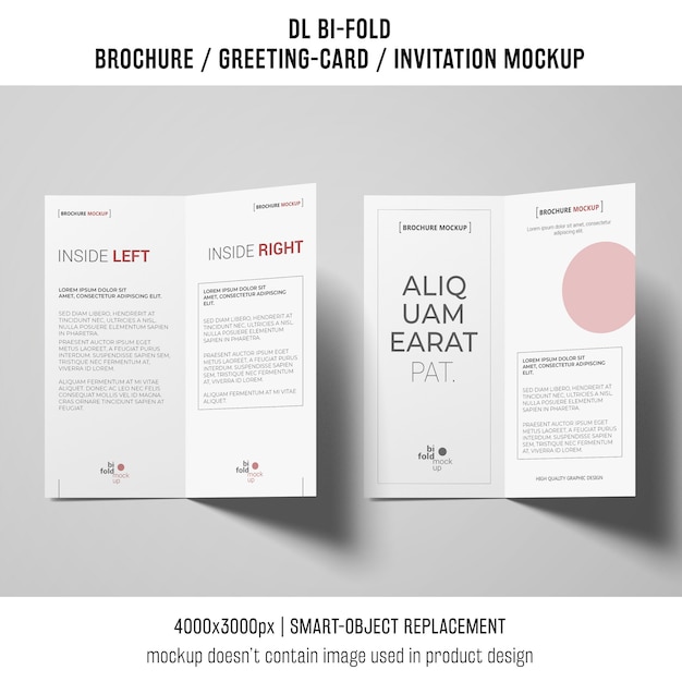 Free PSD bi-fold brochure or invitation mockup