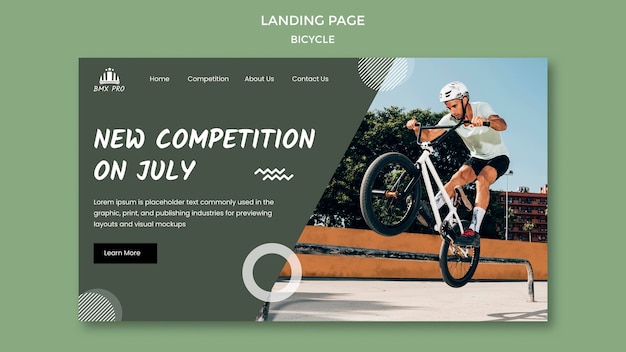 Free PSD bicycle landing page