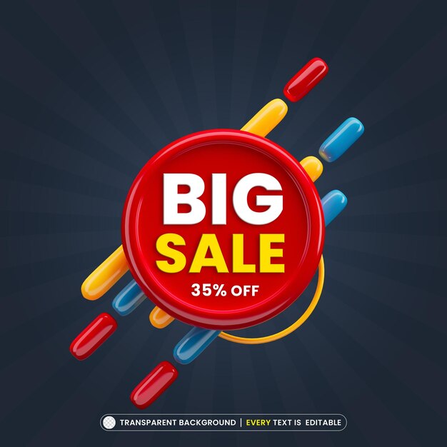 Big sale 35 off promotion banner with editable text