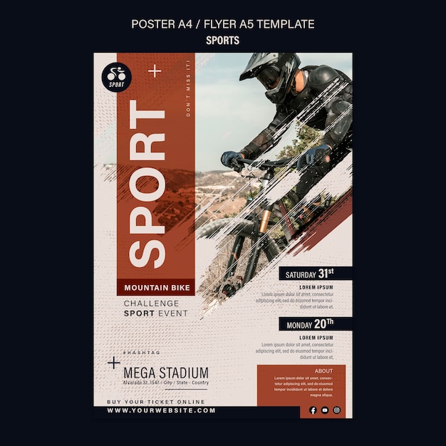 Free PSD bike sport flyer design template