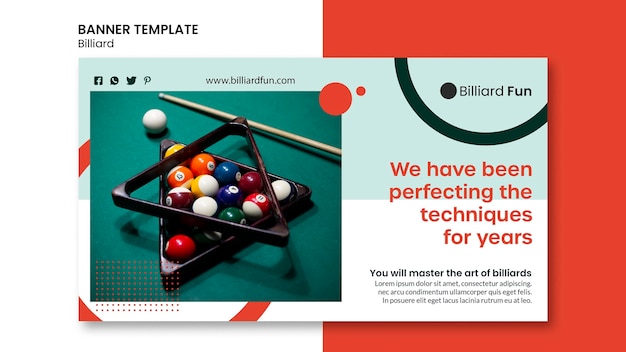 Free PSD billiard concept banner mock-up