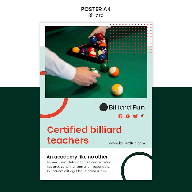 Free PSD billiard concept poster mock-up