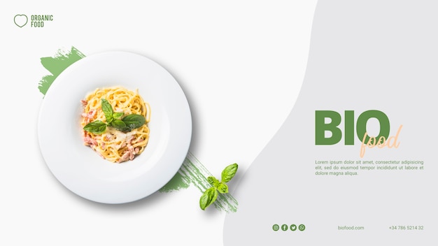 Free PSD bio food banner template with photo