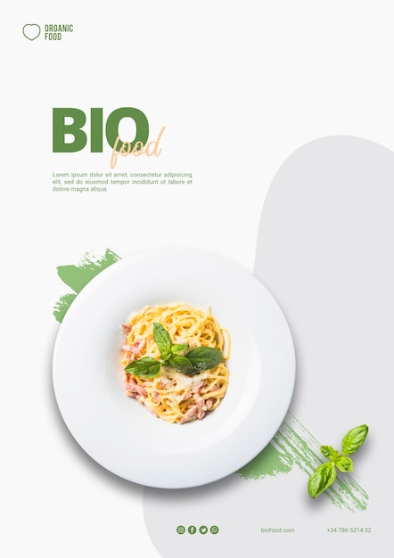 Free PSD bio food flyer template with photo