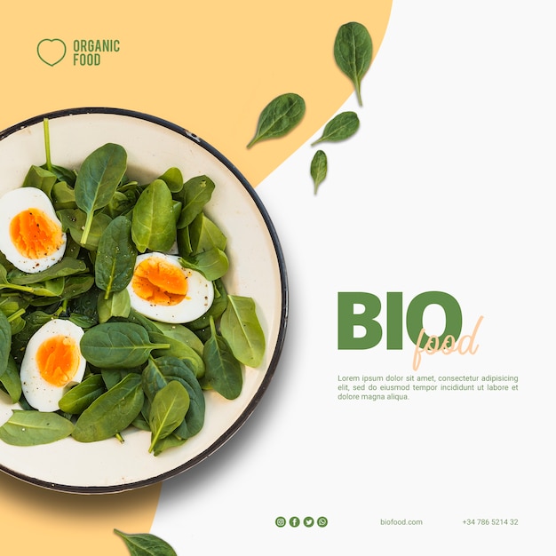 Bio food square banner template