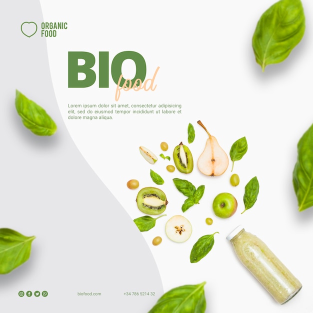 Free PSD bio food square banner template