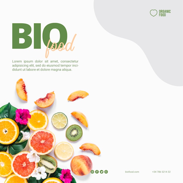 Free PSD bio food square banner template