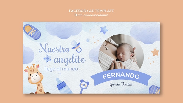 Birth announcement facebook template