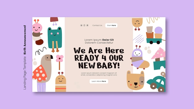 Birth announcement landing page template