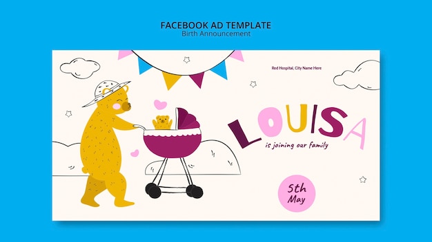 Free PSD birth announcement template design