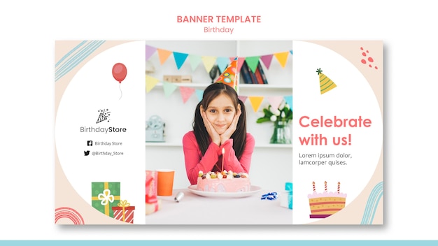 Free PSD birthday banner template