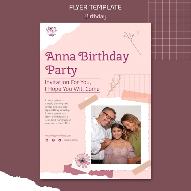 Free PSD birthday celebration flyer template