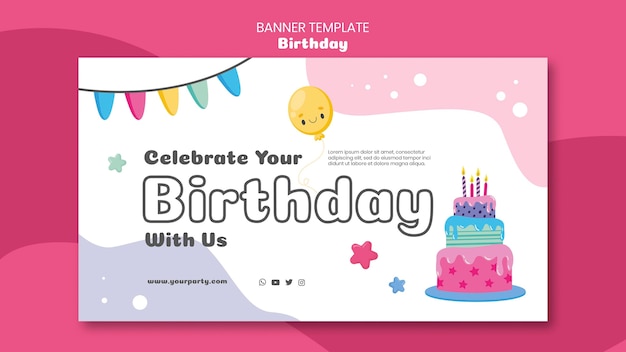 Free PSD birthday celebration  horizontal banner