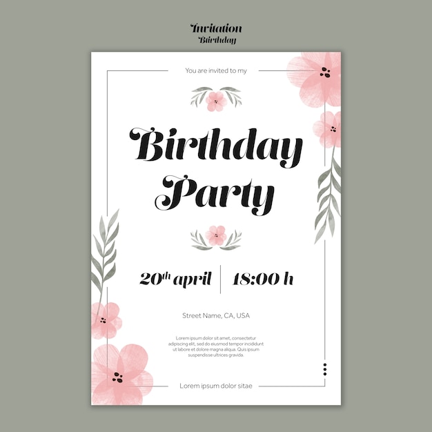 Free PSD birthday celebration  invitation  template