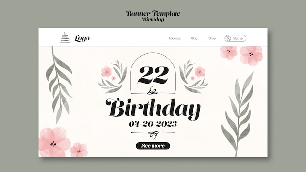 Free PSD birthday celebration landing page template