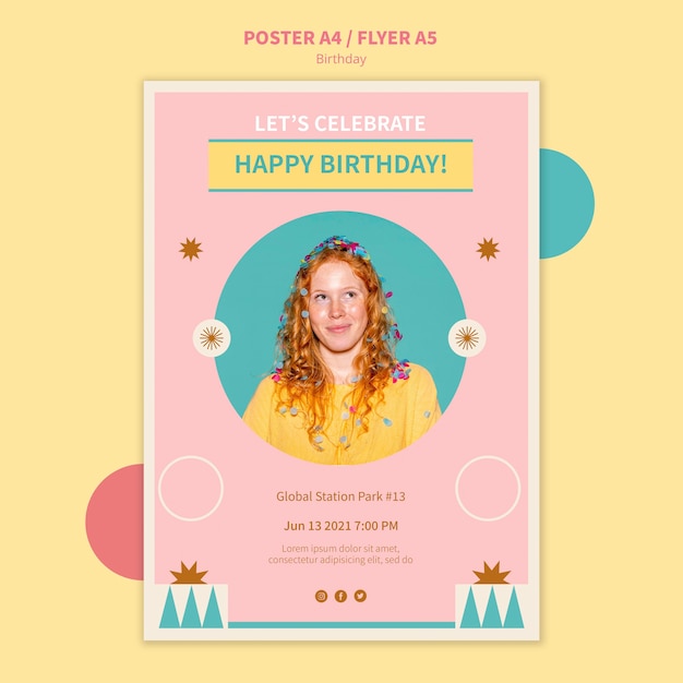 Birthday celebration party poster template