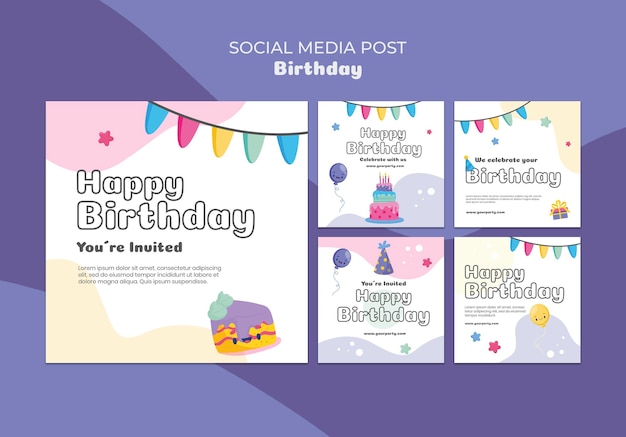 Free PSD birthday celebration social media post